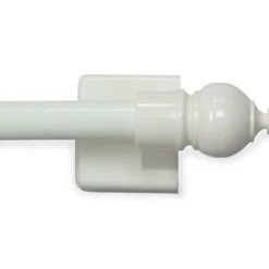 White Round End Curtain Rod, (16" - 28")