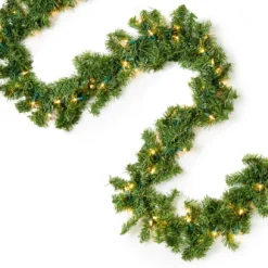 18' Pine Branch Pre-Lit Garland With Clear Lights