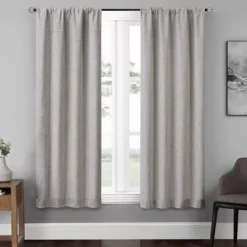 Anya Linen Blackout Rod Pocket Curtain Panel Pair, (63")
