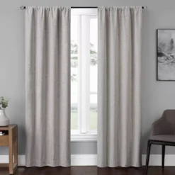 Anya Linen Blackout Rod Pocket Curtain Panel Pair, (84")