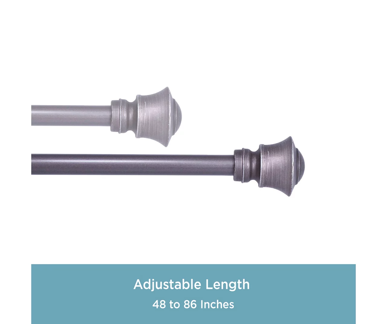 Italian Black Caris Standard Decorative Window Curtain Rod, (48" - 86") - Image 4