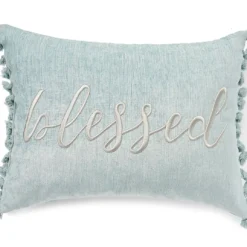 "Blessed" Blue Lumbar Throw Pillow