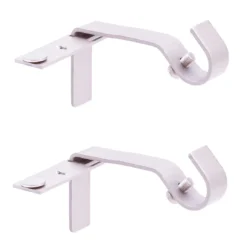 Brushed Nickel Fast Fit No Measure Curtain Rod Brackets, 2-Pack