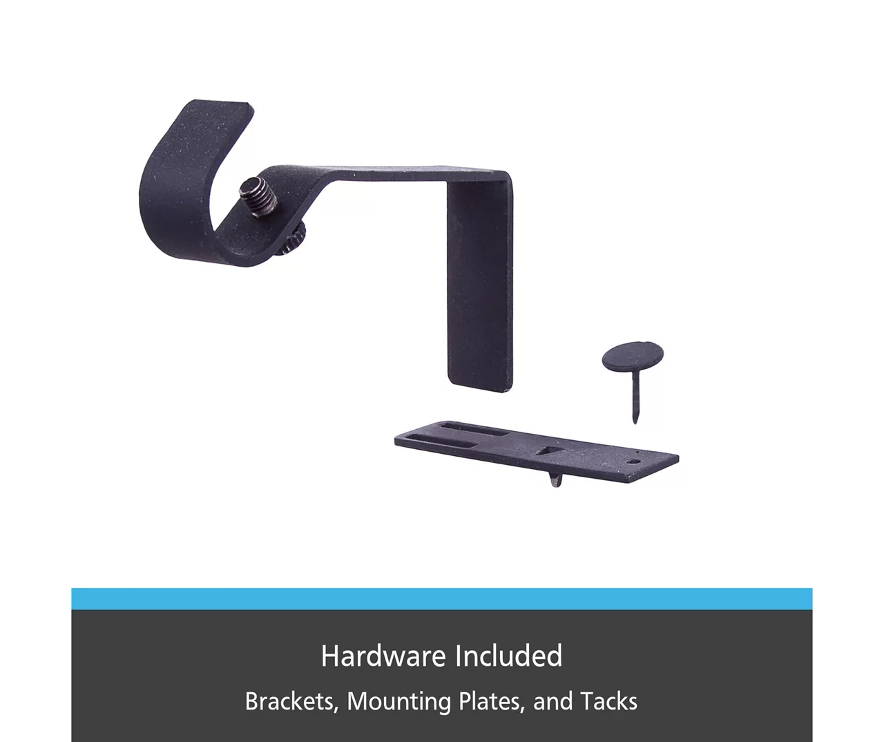 Matte Black Fast Fit No Measure Curtain Rod Brackets, 2-Pack - Image 2