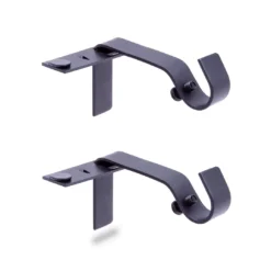 Matte Black Fast Fit No Measure Curtain Rod Brackets, 2-Pack