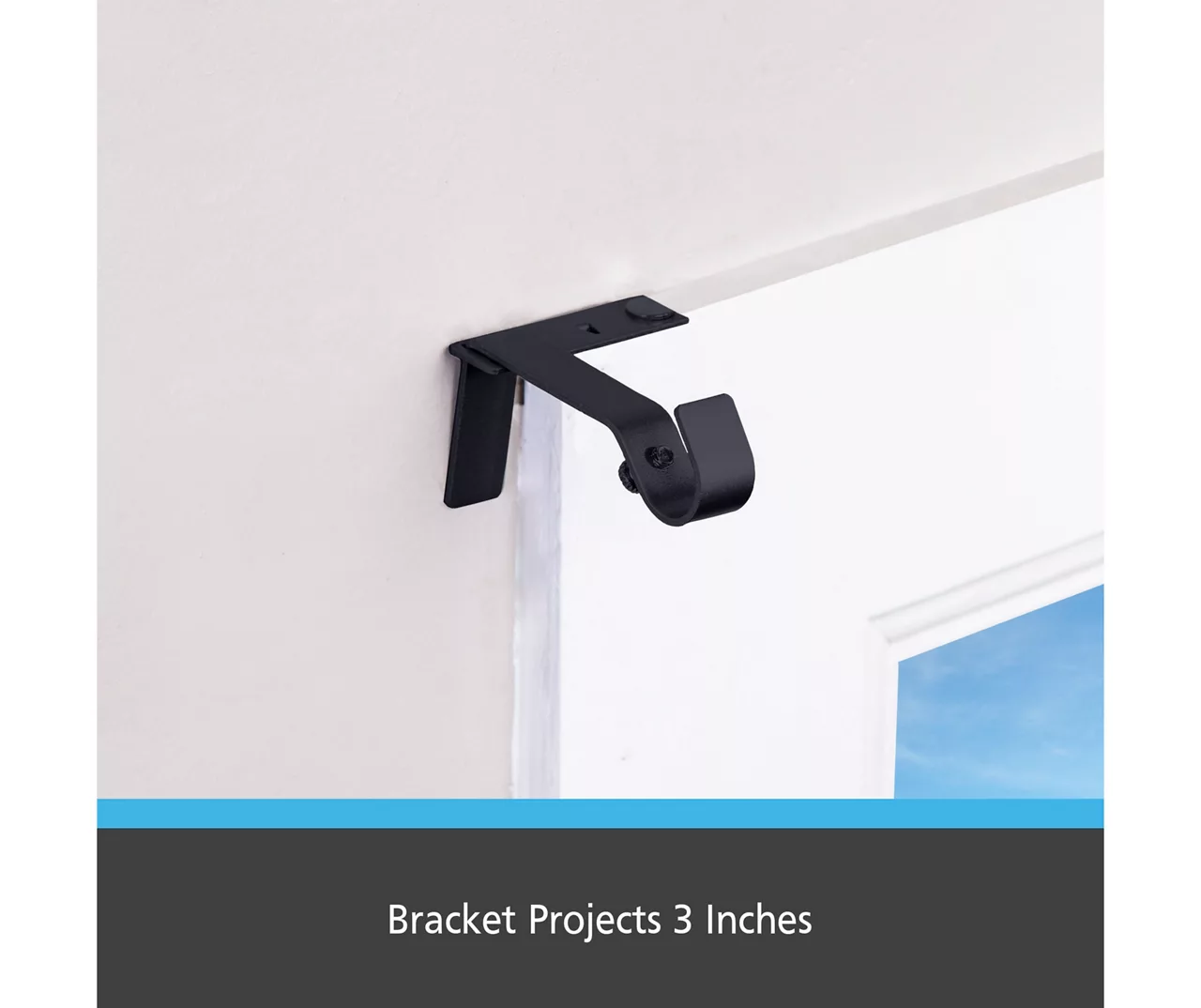 Matte Black Fast Fit No Measure Curtain Rod Brackets, 2-Pack - Image 3