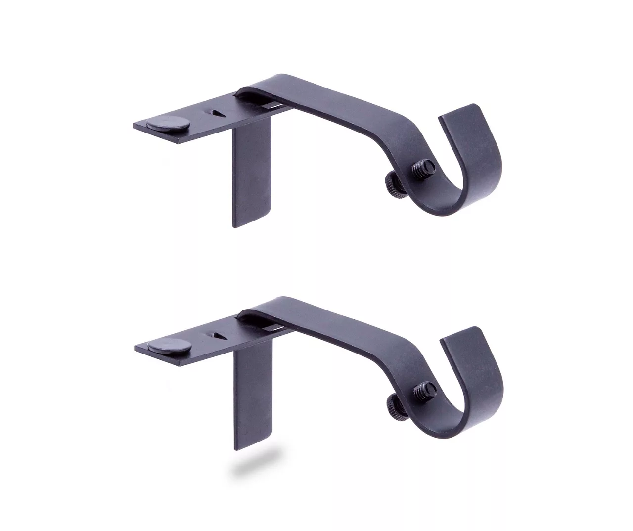 Matte Black Fast Fit No Measure Curtain Rod Brackets, 2-Pack