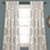 Evelyn Medallion Gray & White Room-Darkening Rod Pocket Curtain Panel Pair, (95")