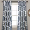 Evelyn Medallion Navy & White Room-Darkening Rod Pocket Curtain Panel Pair, (95")
