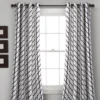 Feather Arrow Geo White & Black Room-Darkening Grommet Curtain Panel Pair, (95")