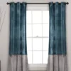 Prima Velvet Color Block Slate Blue & Gray Room-Darkening Grommet Curtain Panel Pair, (84")