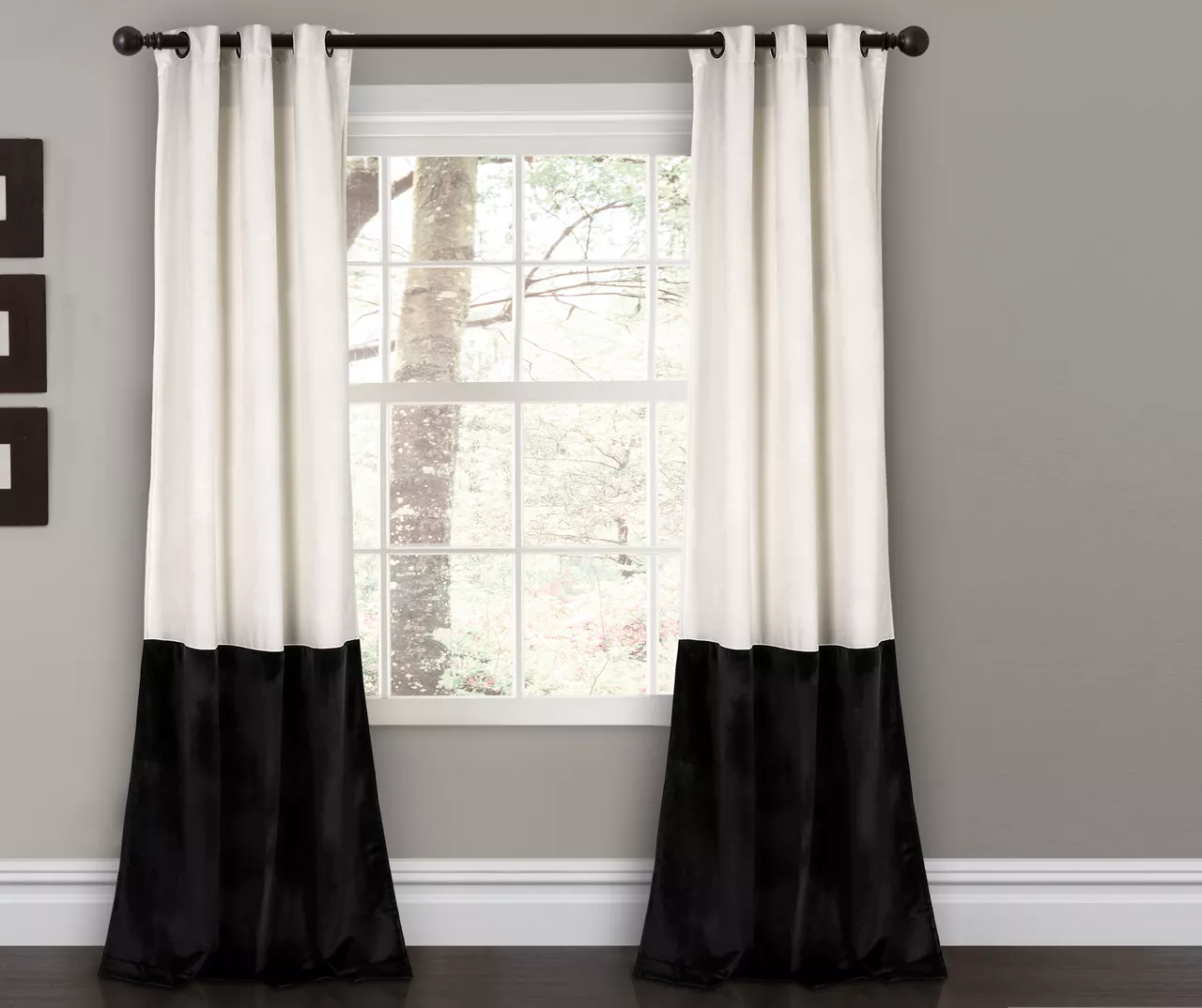 Prima Velvet Color Block Room-Darkening Grommet Curtain Panel Pair, (84") - Image 4