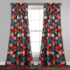 Poppy Garden Navy & Red Room-Darkening Back Tab Curtain Panel Pair, (95")