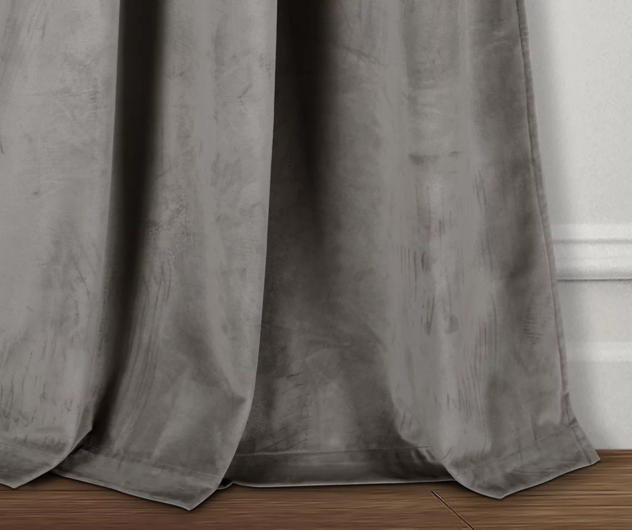 Prima Velvet Gray Room-Darkening Grommet Curtain Panel Pair, (108") - Image 3