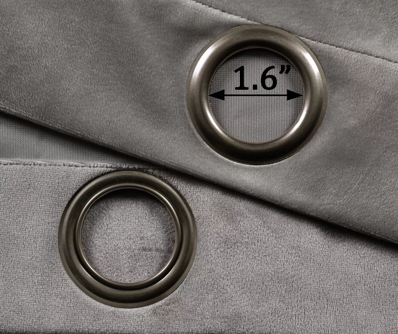 Prima Velvet Gray Room-Darkening Grommet Curtain Panel Pair, (108") - Image 4