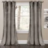 Prima Velvet Gray Room-Darkening Grommet Curtain Panel Pair, (95")