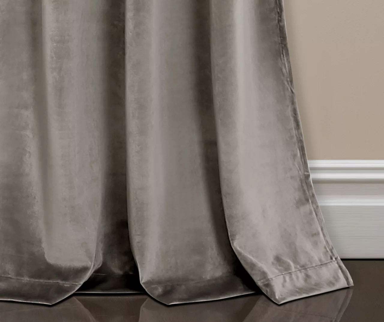 Prima Velvet Gray Room-Darkening Grommet Curtain Panel Pair, (95") - Image 4