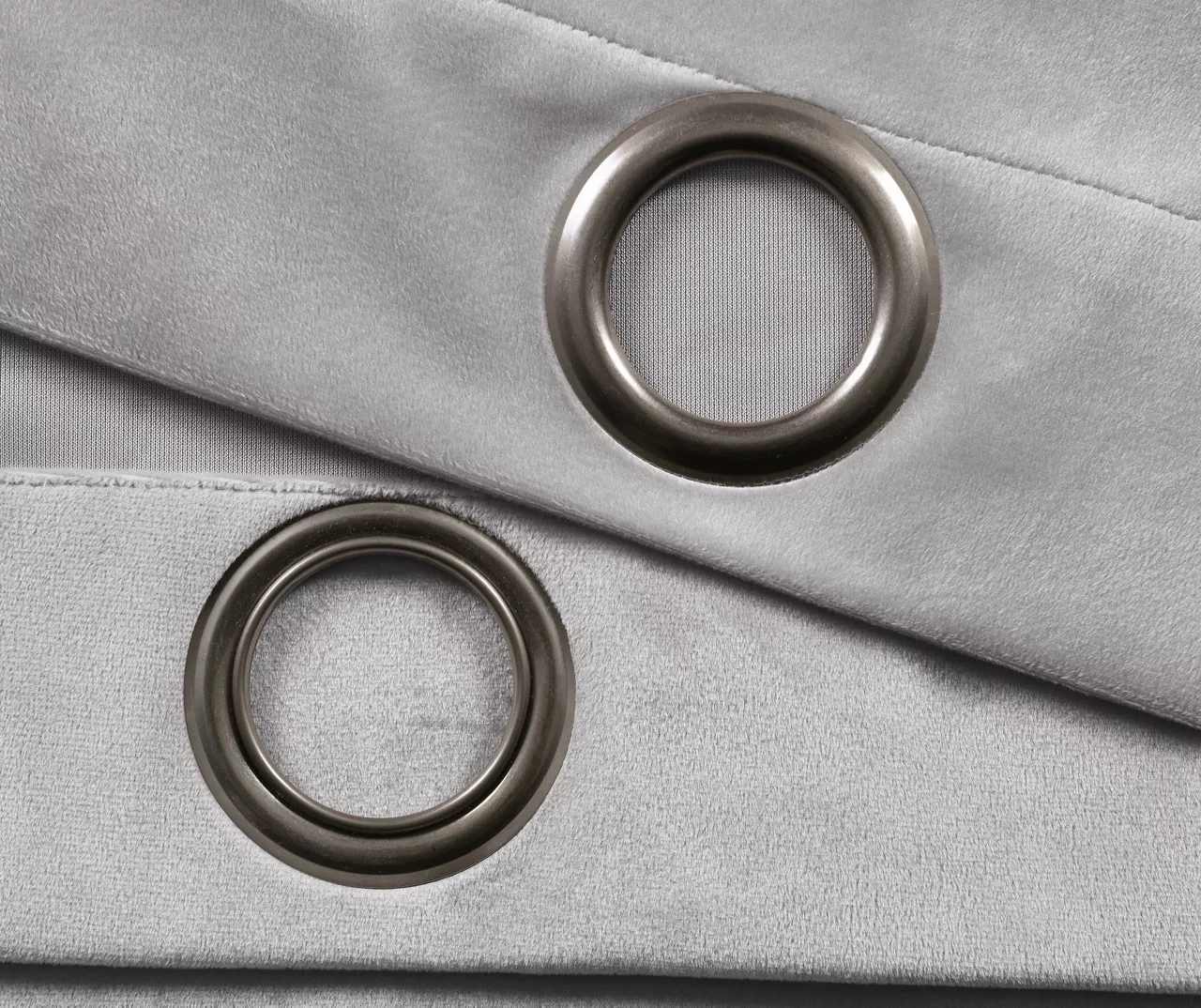 Prima Velvet Light Gray Room-Darkening Grommet Curtain Panel Pair, (84") - Image 4