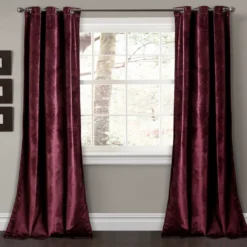 Prima Velvet Plum Room-Darkening Grommet Curtain Panel Pair, (95")