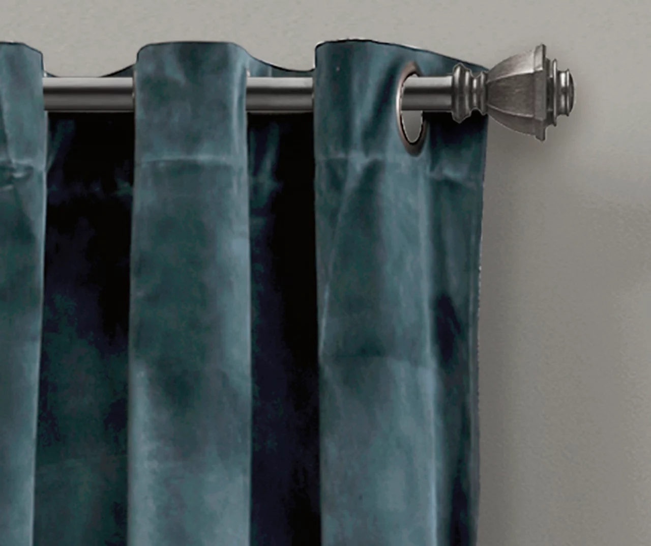 Prima Velvet Slate Blue Room-Darkening Grommet Curtain Panel Pair, (95") - Image 2