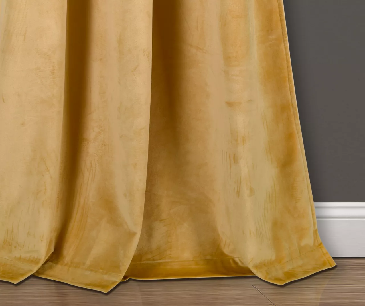 Prima Velvet Yellow Room-Darkening Grommet Curtain Panel Pair, (84") - Image 3