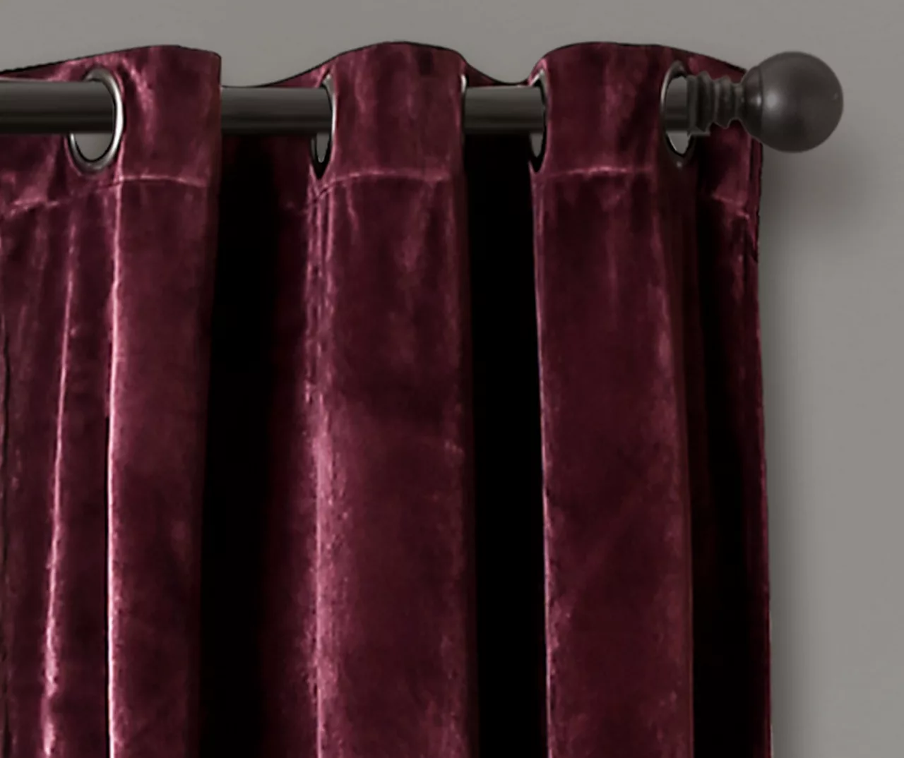 Prima Velvet Plum Room-Darkening Grommet Curtain Panel Pair, (84") - Image 2
