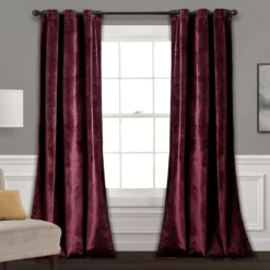 Prima Velvet Plum Room-Darkening Grommet Curtain Panel Pair, (84")