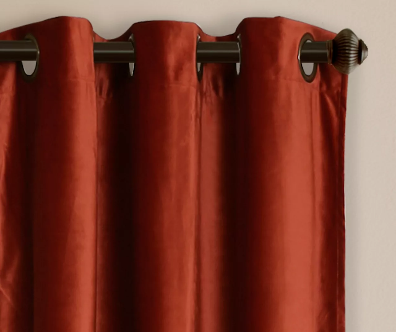 Prima Velvet Rust Room-Darkening Grommet Curtain Panel Pair, (84") - Image 2