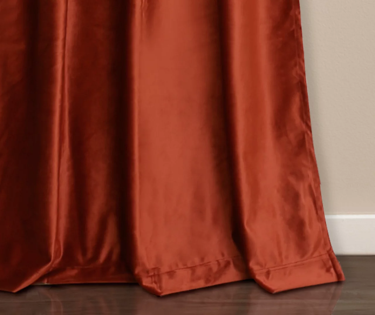 Prima Velvet Rust Room-Darkening Grommet Curtain Panel Pair, (84") - Image 4