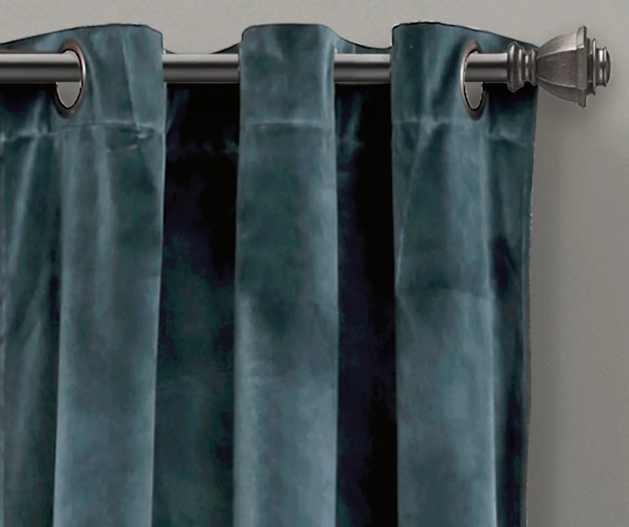Prima Velvet Slate Blue Room-Darkening Grommet Curtain Panel Pair, (84") - Image 2