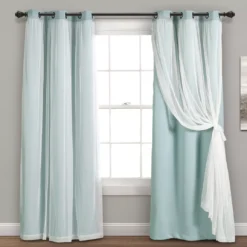 Lush Blackout Grommet Curtain Panel Pair With Sheer Overlay