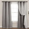Lush Dark Gray Blackout Grommet Curtain Panel Pair With Sheer Overlay, (84")