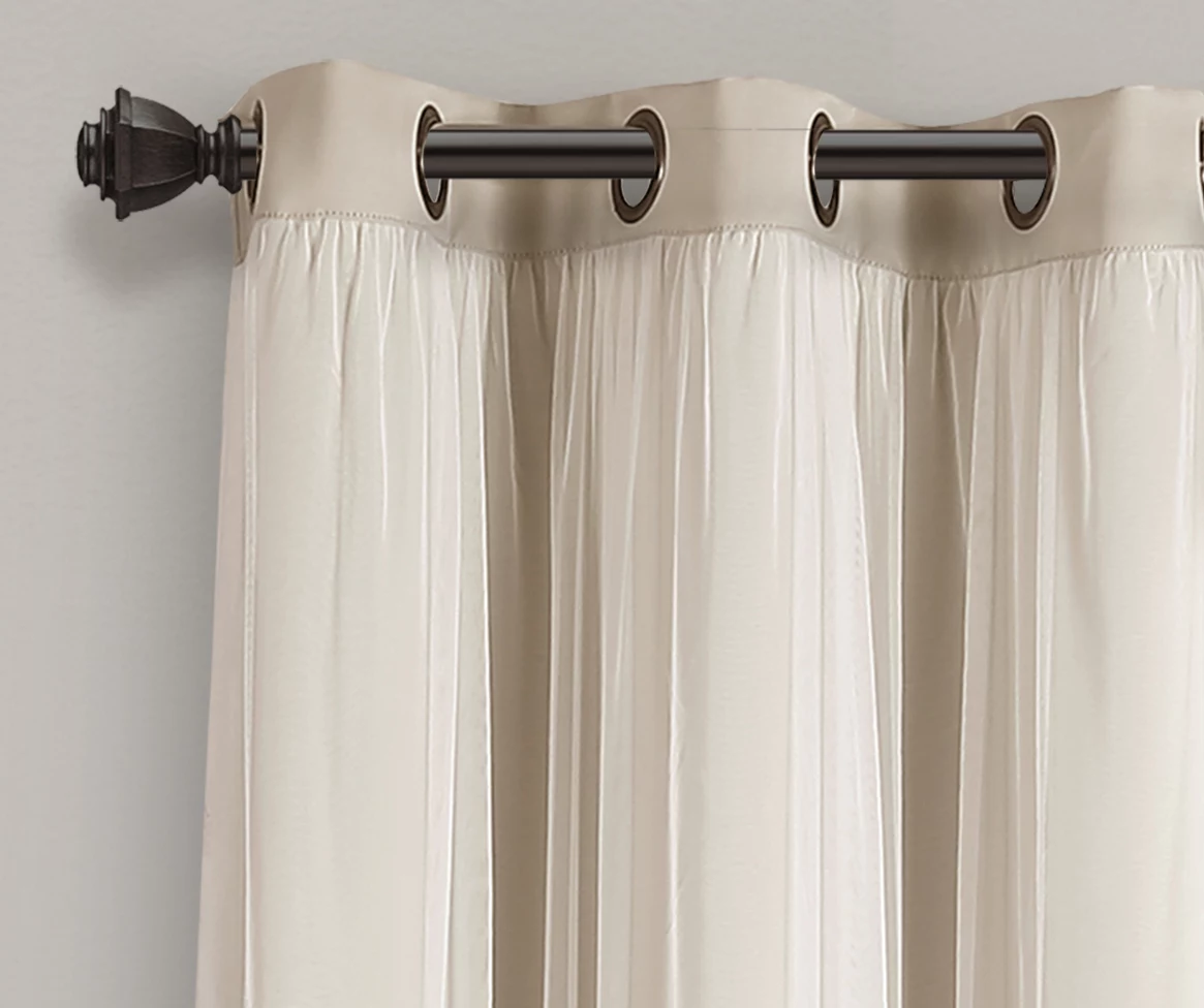 Lush Wheat Blackout Grommet Curtain Panel Pair With Sheer Overlay, (108") - Image 5