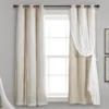 Lush Wheat Blackout Grommet Curtain Panel Pair With Sheer Overlay, (63")