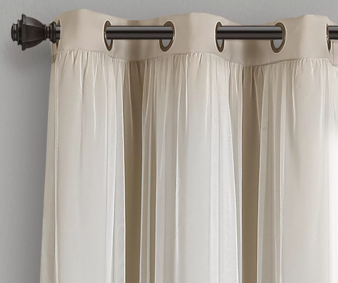 Lush Wheat Blackout Grommet Curtain Panel Pair With Sheer Overlay, (63") - Image 5