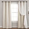Lush Wheat Blackout Grommet Curtain Panel Pair With Sheer Overlay, (84")