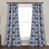 Navy Floral Medallion Room-Darkening Rod Pocket Curtain Panel Pair, (84")