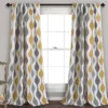 Mid-Century Geo Gold & Gray Room-Darkening Back Tab Curtain Panel Pair, (84")