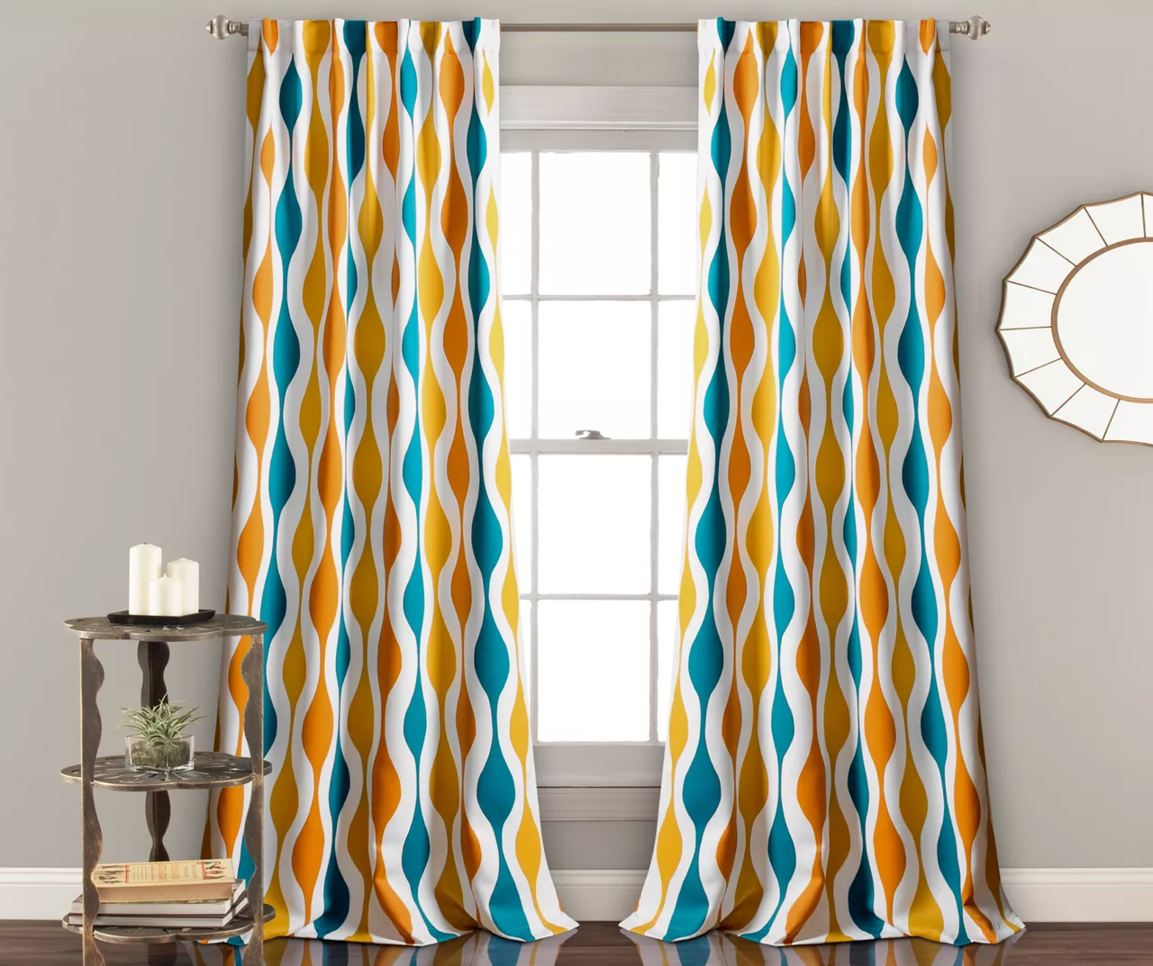 Mid-Century Geo Room-Darkening Back Tab Curtain Panel Pair - Image 2