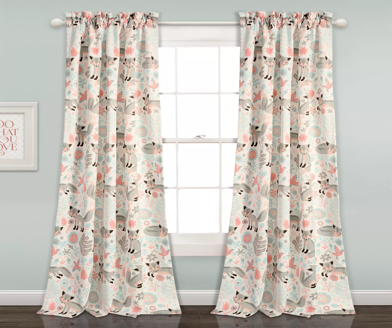 Pixie Fox Room-Darkening Rod Pocket Curtain Panel Pair, (84")