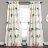 Rowley Birds Blue & Orange Room-Darkening Rod Pocket Curtain Panel Pair, (84")