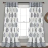 Teardrop Leaf Navy Room-Darkening Back Tab Curtain Panel Pair, (95")