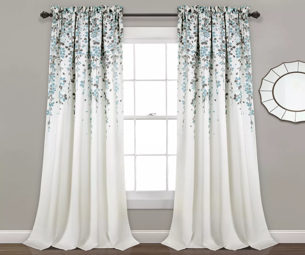 Weeping Flowers Room-Darkening Rod Pocket Curtain Panel Pair - Image 4