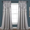 Weeping Flowers Gray Room-Darkening Rod Pocket Curtain Panel Pair, (84")