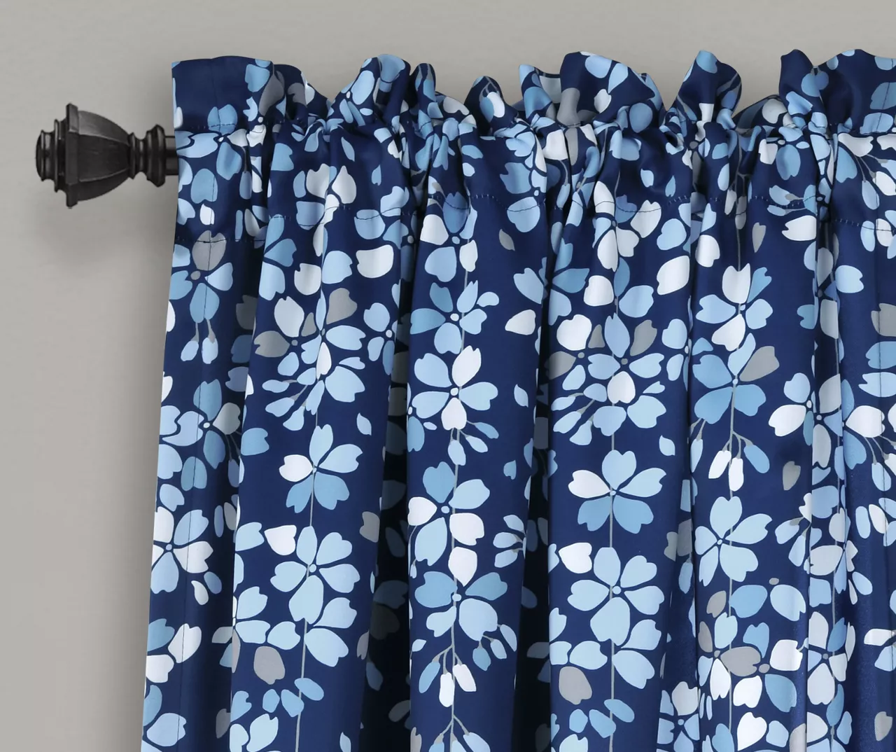 Weeping Flowers Navy Room-Darkening Rod Pocket Curtain Panel Pair, (84") - Image 2