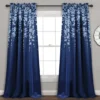 Weeping Flowers Navy Room-Darkening Rod Pocket Curtain Panel Pair, (84")