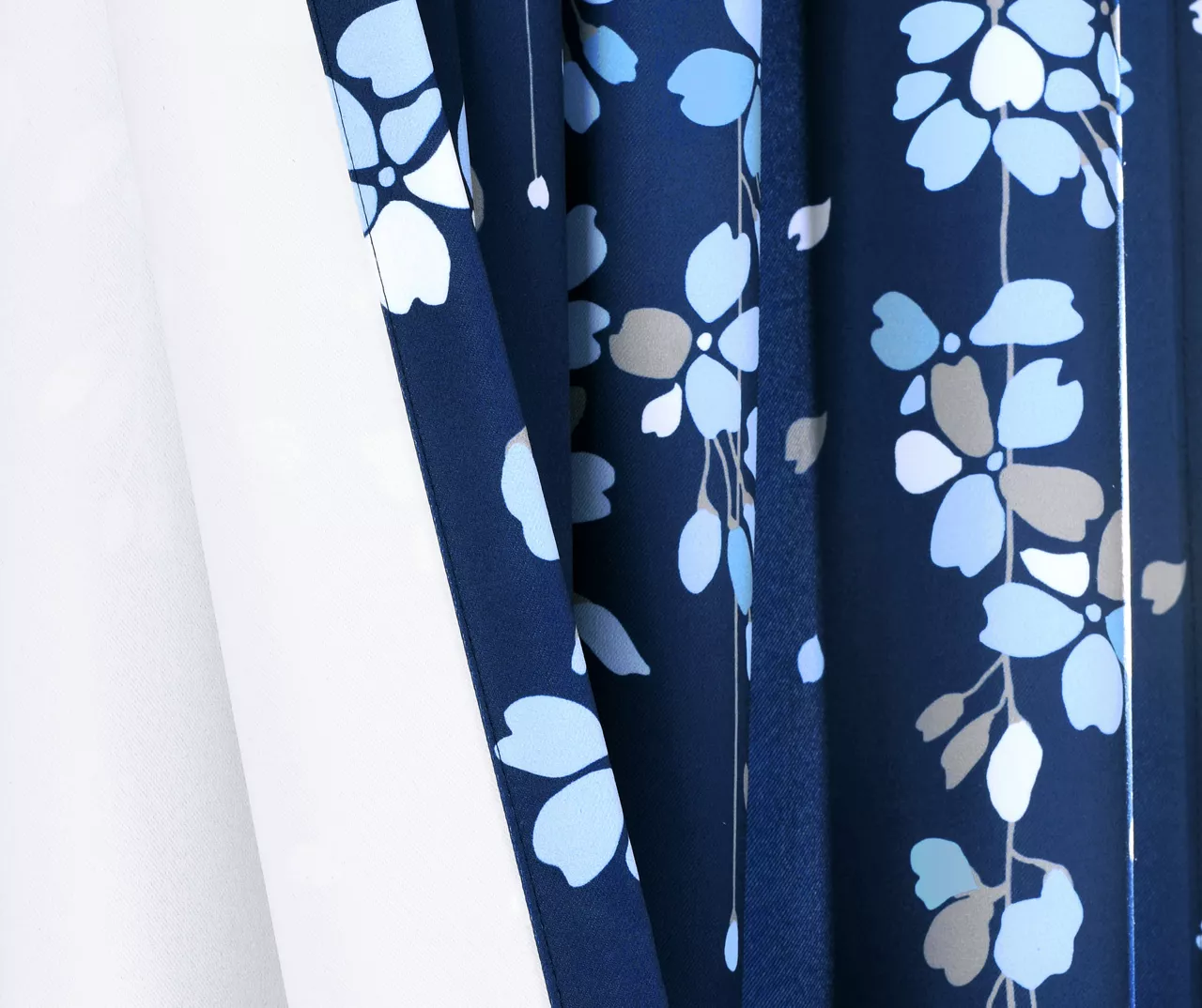 Weeping Flowers Navy Room-Darkening Rod Pocket Curtain Panel Pair, (84") - Image 5