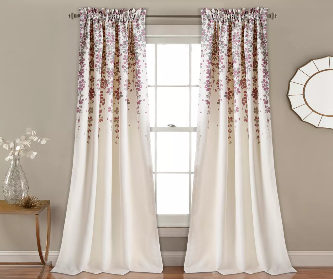 Weeping Flowers Room-Darkening Rod Pocket Curtain Panel Pair - Image 2