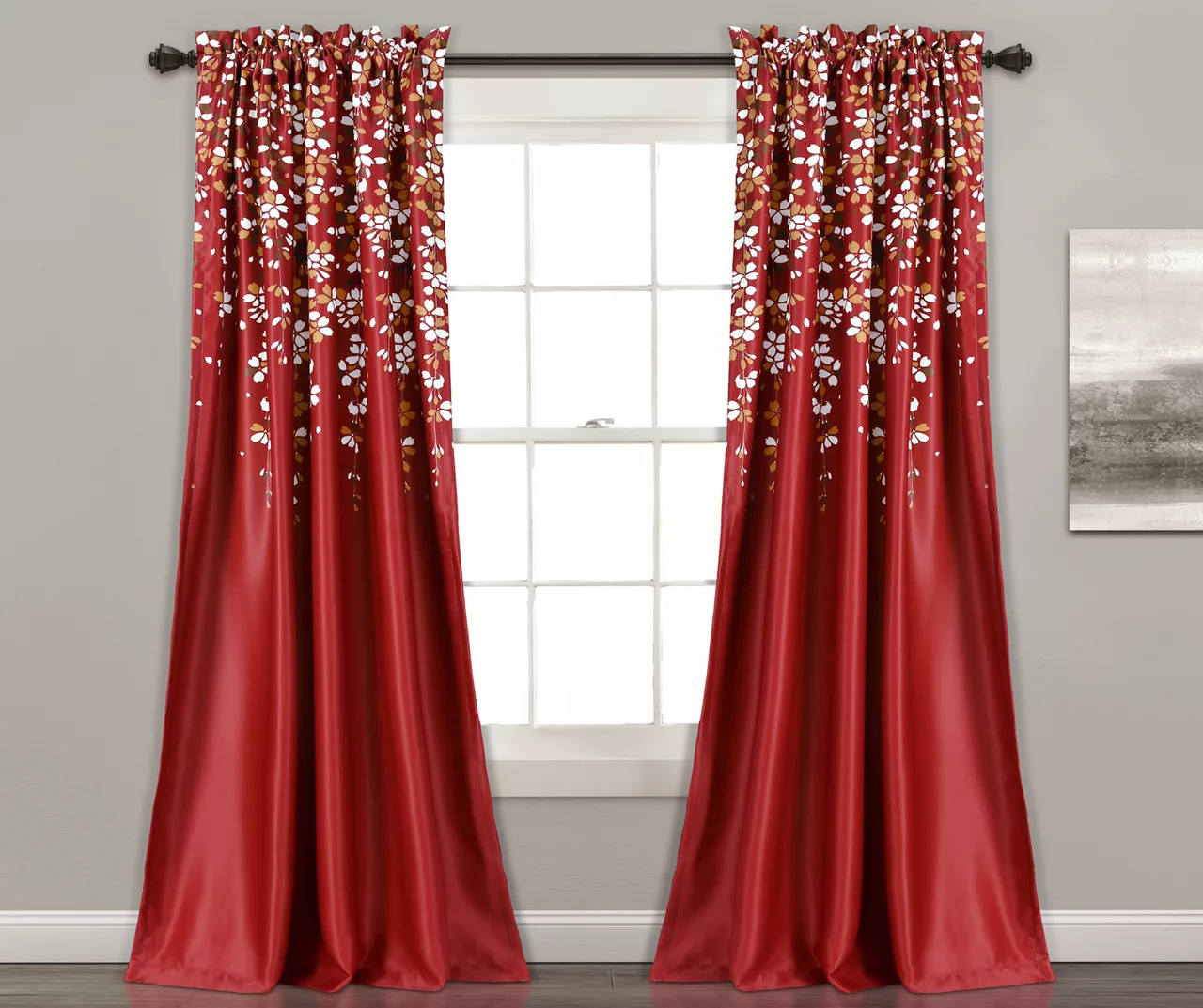 Weeping Flowers Room-Darkening Rod Pocket Curtain Panel Pair - Image 3