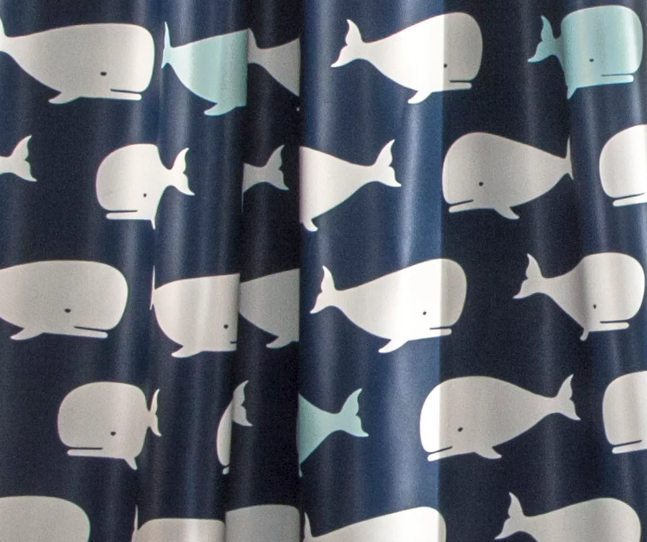 Whale Navy Room-Darkening Rod Pocket Curtain Panel Pair, (84") - Image 3